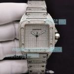 Best Cartier Santos Fully Iced Out Cartier Santos 100 Diamond Watch Replica